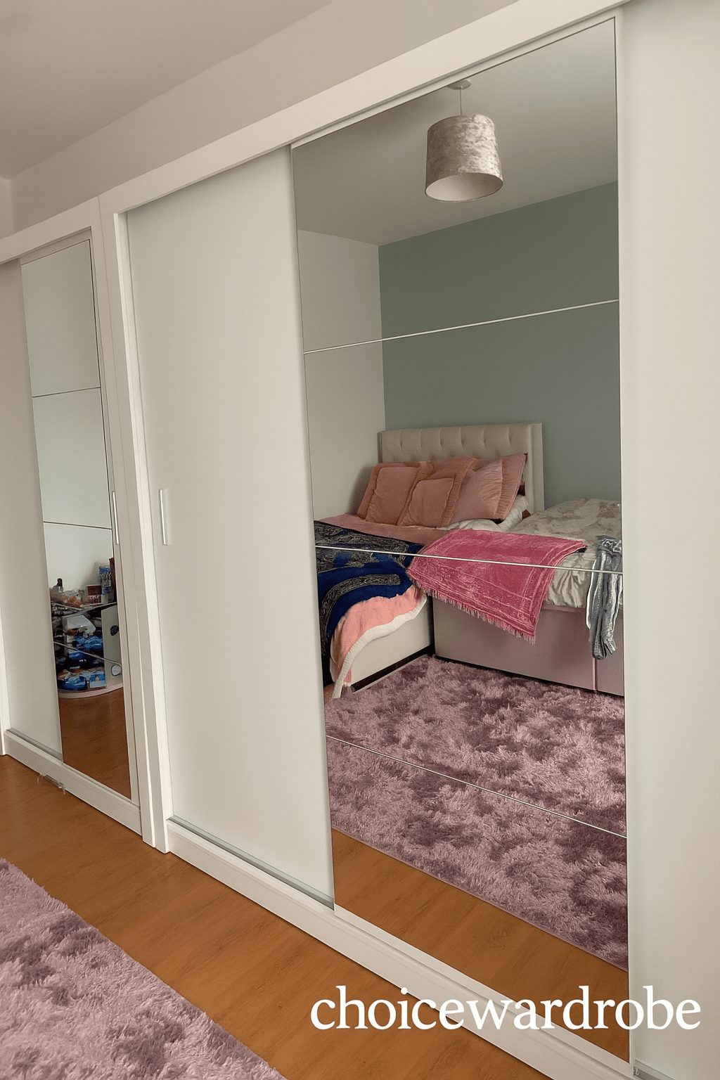 CHOICEWARDROBE Inverto 250cm sliding wardrobe in matt white with central mirror