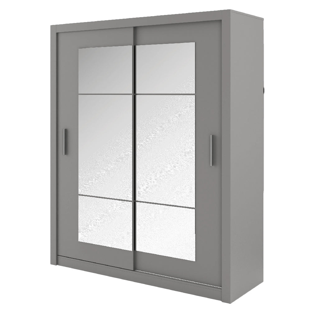 CHOICEWARDROBE 180cm 2-door grey sliding wardrobe with mirrored panels