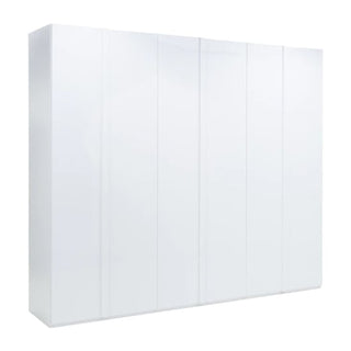 The CHOICEWARDROBE Iowa 6 Door High Gloss Wardrobe in white features a modern hinged design and a seamless, handleless finish, offering spacious full-length storage—ideal for contemporary bedrooms.