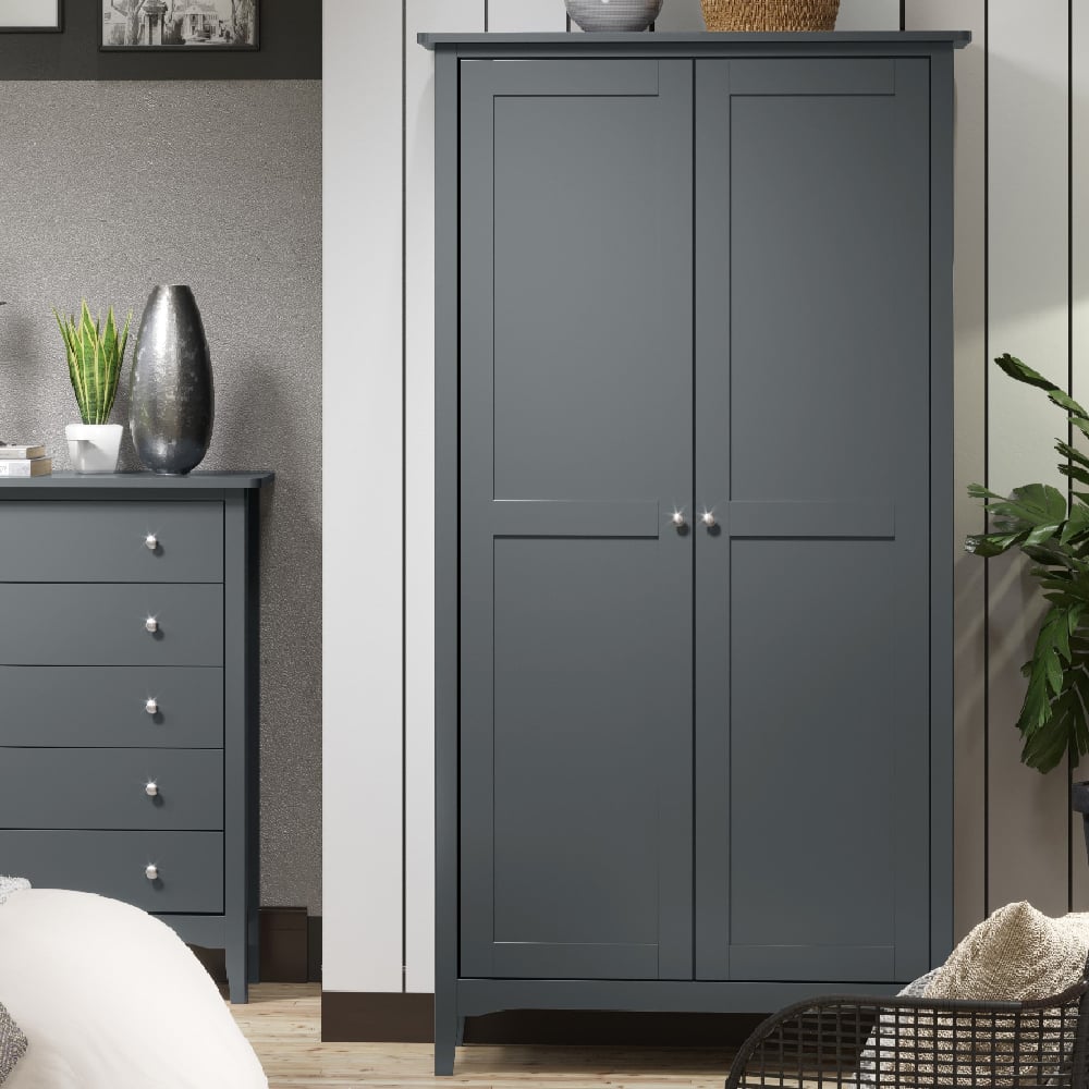 CHOICEWARDROBE Kamuy 2 Door Wooden Wardrobe - Midnight Blue Finish