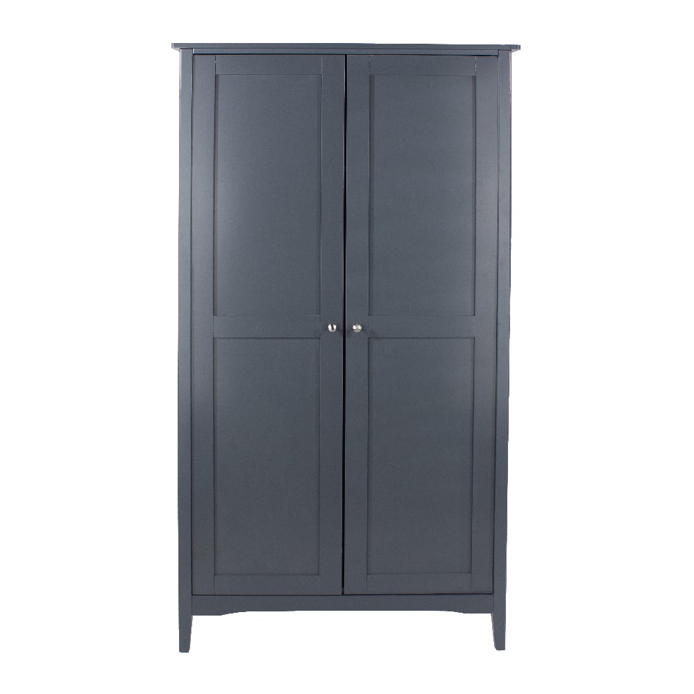 CHOICEWARDROBE Kamuy two-door wardrobe in midnight blue with hanging rail and shelf.