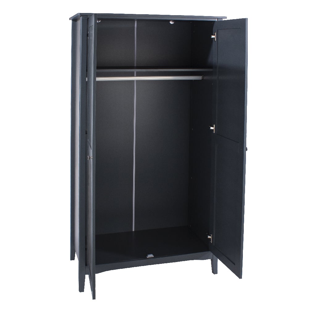 CHOICEWARDROBE Kamuy 2 Door Wooden Wardrobe in Midnight Blue with hanging rail and shelf