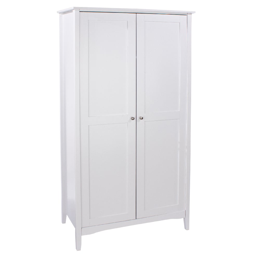 CHOICEWARDROBE white 2 door wardrobe with shaker-style panel doors and round metal handles