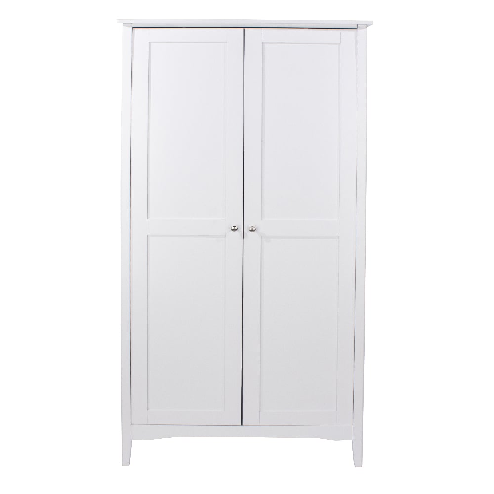 White two-door wardrobe with classic shaker style panel doors