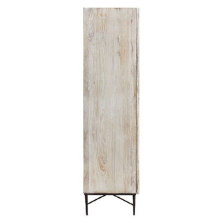 The CHOICEWARDROBE Karot 2 Door Wooden Wardrobe features a textured slatted design in light grey oak, shown side-on with a flat surface and modern black metal legs.