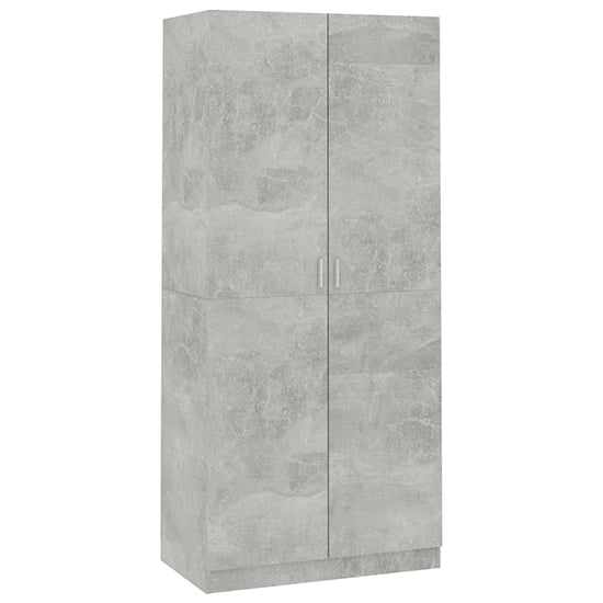 CHOICEWARDROBE Kaylor 2-door wardrobe in concrete effect finish with silver handles.