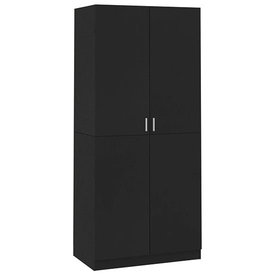 CHOICEWARDROBE Kaylor black 2 door modern wardrobe against a white background.