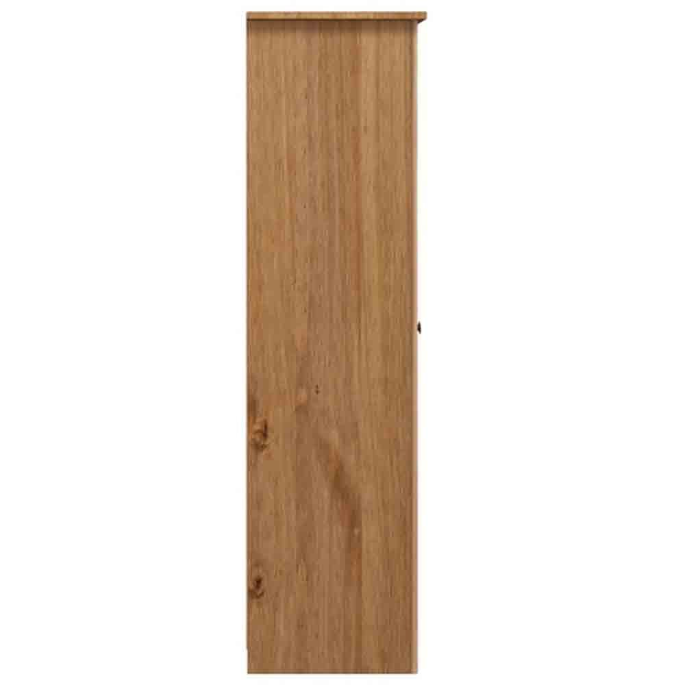 CHOICEWARDROBE Kendal 80cm solid pine 3-door wardrobe in natural wood finish, front view with doors closed.
