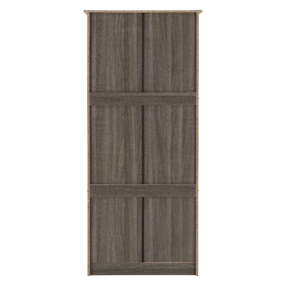 Black 2 door wardrobe with vertical wood grain panel design