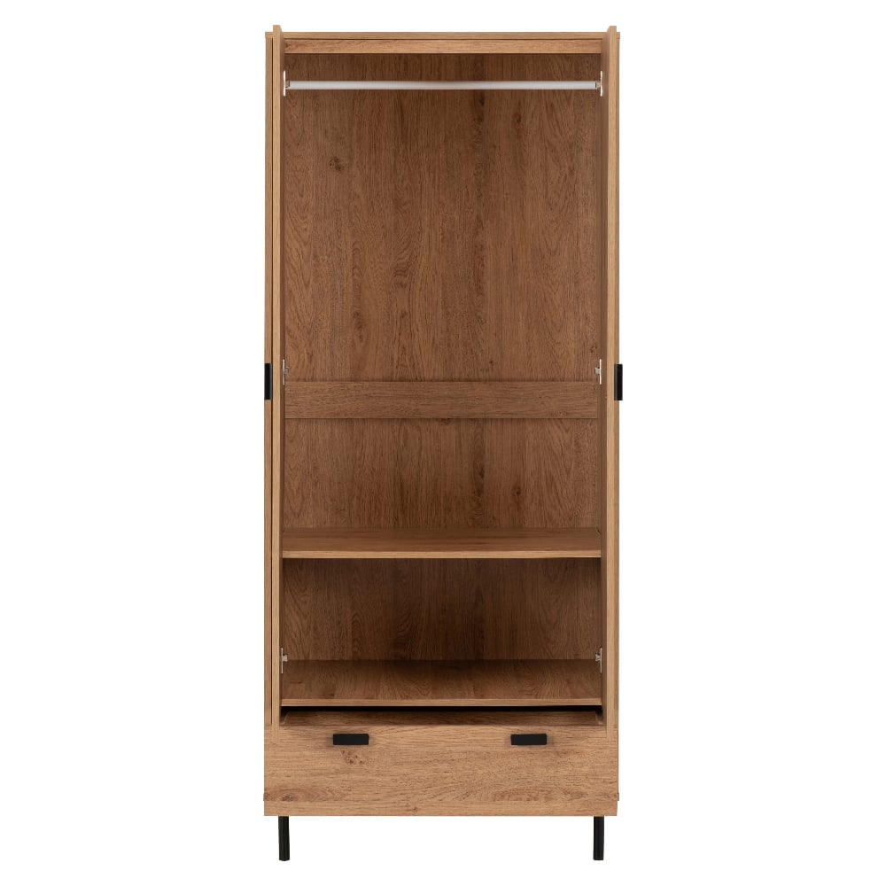 CHOICEWARDROBE oak wooden wardrobe with 2 doors and 1 drawer