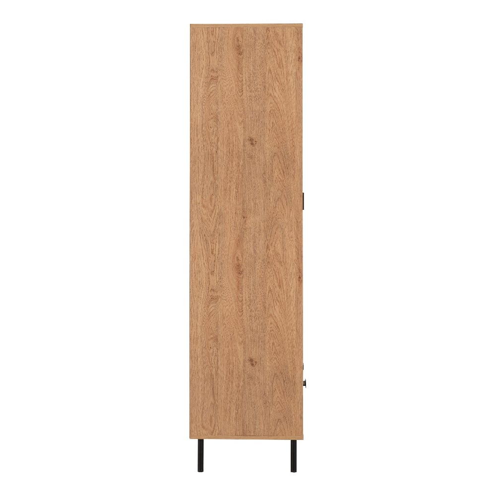Side view of CHOICEWARDROBE Lagos oak wood wardrobe with black metal legs