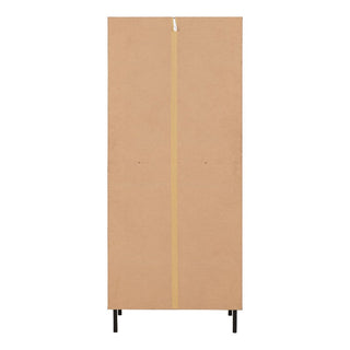 The CHOICEWARDROBE Lagos Wooden Wardrobe features 2 doors, 1 drawer, a chevron pattern oak front, and black metal legs—an ideal modern bedroom storage solution.