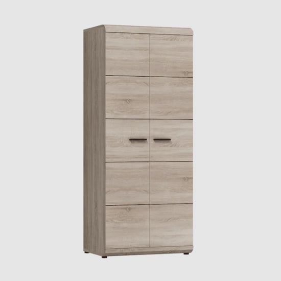 CHOICEWARDROBE Lecco 2 Door Wooden Wardrobe in Sonoma Oak with vertical panel detailing.