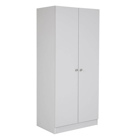 CHOICEWARDROBE Leon 2 door hinged wardrobe, light grey matt, 80cm width compact storage.