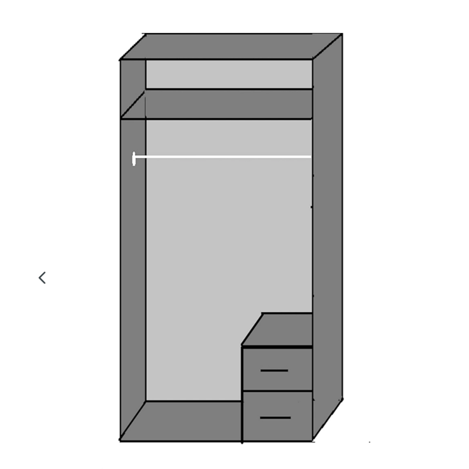 CHOICEWARDROBE Liora 2-door wardrobe in high gloss white with a mirrored door and two drawers.