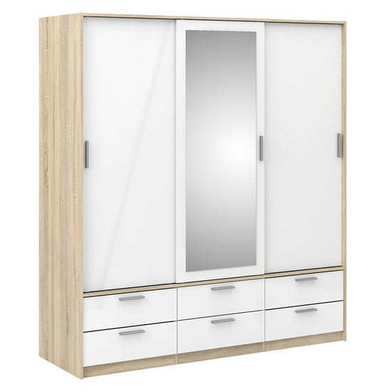 Line 181.4cm mirrored sliding wardrobe with six drawers – product view