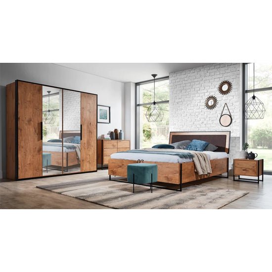 CHOICEWARDROBE Logan 2 Door Folding Wardrobe in Lancelot Oak with mirrored panels