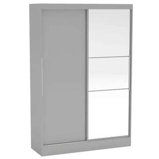 Front view of CHOICEWARDROBE Lynn 2 door sliding wardrobe in grey high gloss with full mirror panel