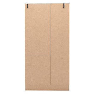 The CHOICEWARDROBE Mack 1 Door Mirrored Wardrobe with Drawers & Open Shelves in a grey & oak finish is a compact storage unit, ideal for bedrooms or entryways. Shown on a white background.