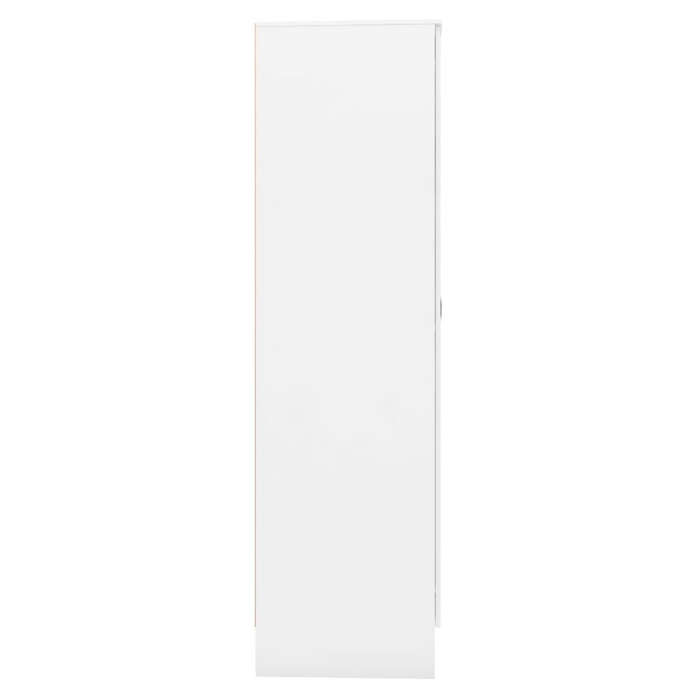 CHOICEWARDROBE Mack white gloss single mirrored door wardrobe against white background