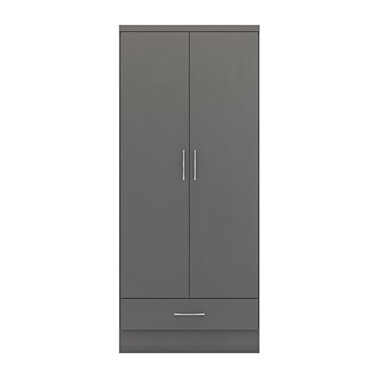 CHOICEWARDROBE Mack 2 Door Wardrobe, graphite grey finish, with drawer for bedroom storage.