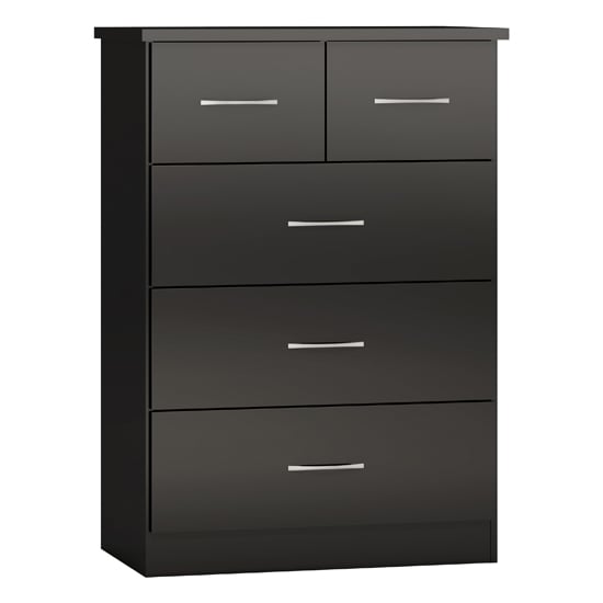 Black gloss five-drawer chest of drawers