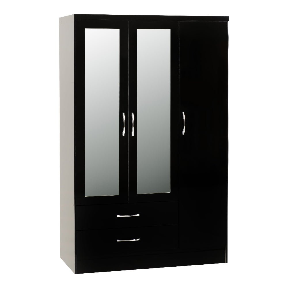 CHOICEWARDROBE Mack 3-door mirrored wardrobe in black gloss