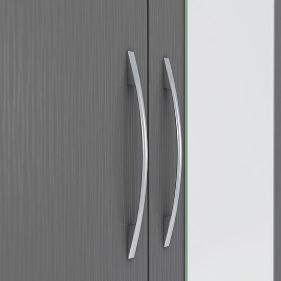 Grey CHOICEWARDROBE Mack 78cm wardrobe doors with silver curved handles, showing wood-effect texture.