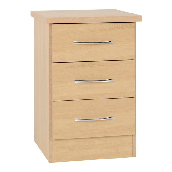 Light oak 4-drawer chest with silver handles