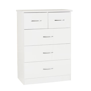 The CHOICEWARDROBE Mack High Gloss 4 Piece Bedroom Furniture Set features a modern white gloss finish with a 3 door mirrored wardrobe, chest of drawers, and 2 bedside tables for sleek, complete bedroom storage.
