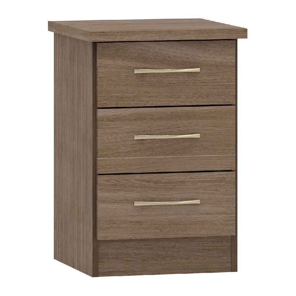 MACK Oak 3-drawer chest of drawers with modern sleek handles