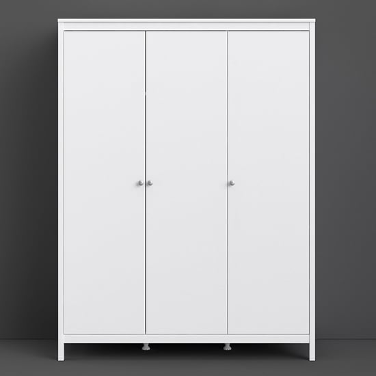 CHOICEWARDROBE Macron 150cm white 3 door wooden wardrobe front view