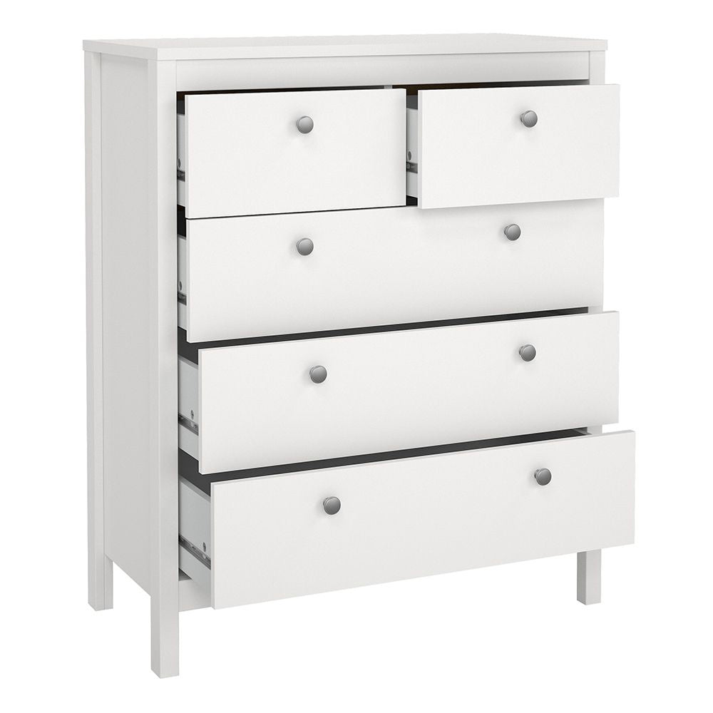 White 5-drawer chest of drawers from CHOICEWARDROBE Macron bedroom set