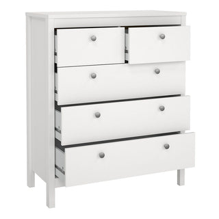 The CHOICEWARDROBE Macron 3 Piece Bedroom Set in classic white includes a chic chest of drawers, perfectly matching your modern storage needs and pairing seamlessly with the wardrobe for a cohesive, elegant look.