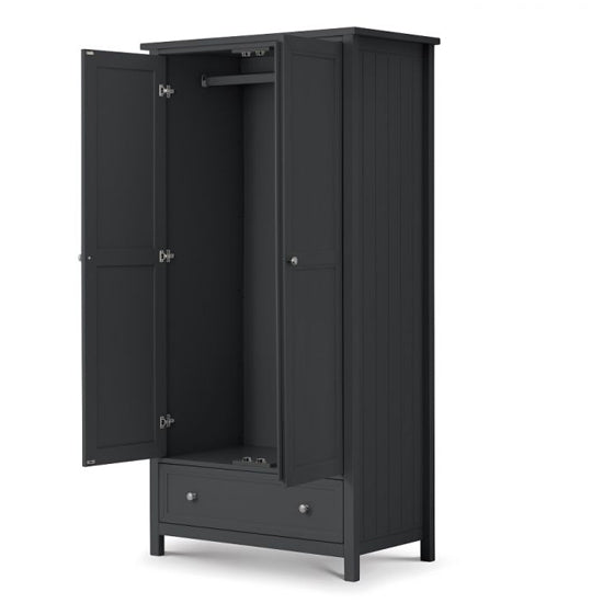 CHOICEWARDROBE Madge two door wardrobe in anthracite with pewter handles.