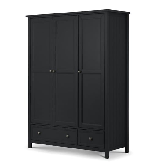 CHOICEWARDROBE Madge 3-door wardrobe in matte black with two drawers.