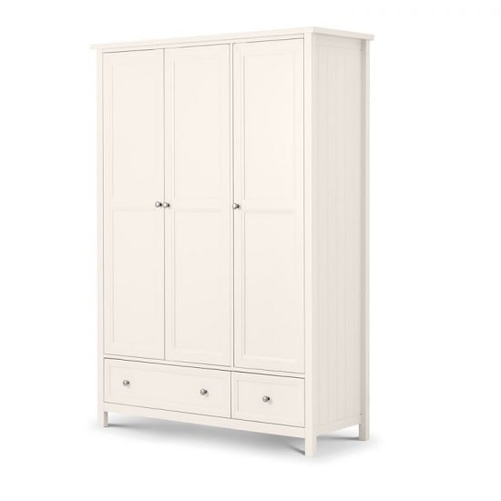 CHOICEWARDROBE Madge 3 door white lacquer wooden wardrobe with 2 drawers