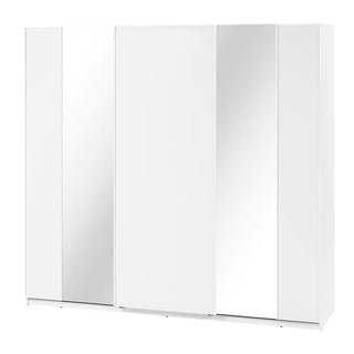 The CHOICEWARDROBE Madrid 250cm wardrobe features a high gloss white finish, three sliding doors with full-length mirrors, smooth glide tracks, and internal shelves, delivering sleek bedroom storage against a plain white background.