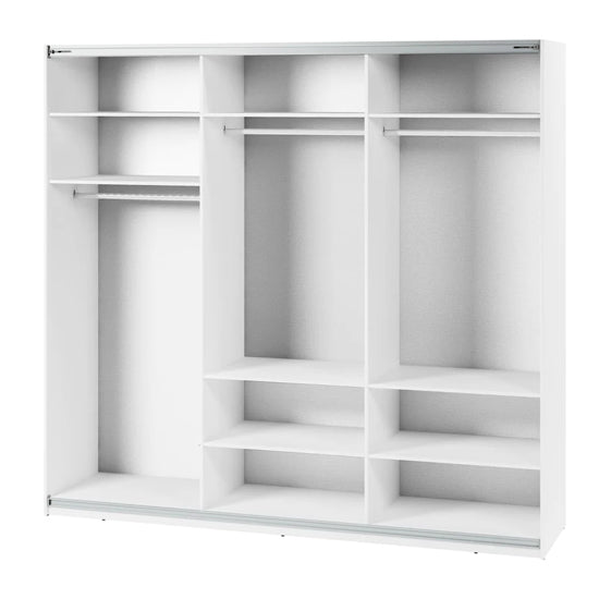 CHOICEWARDROBE Madrid 250cm white sliding mirrored wardrobe interior