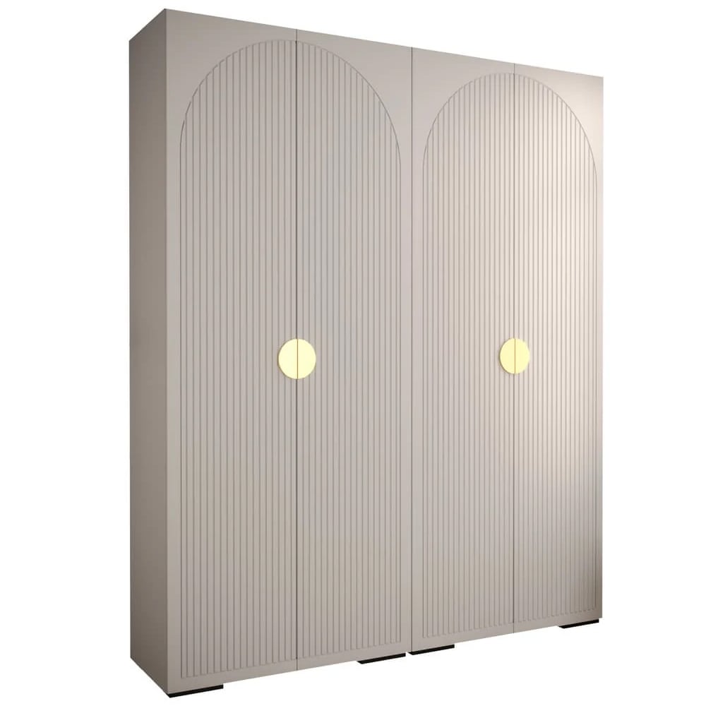 CHOICEWARDROBE Madrid 4 door white wardrobe with fluted arch doors and gold handles