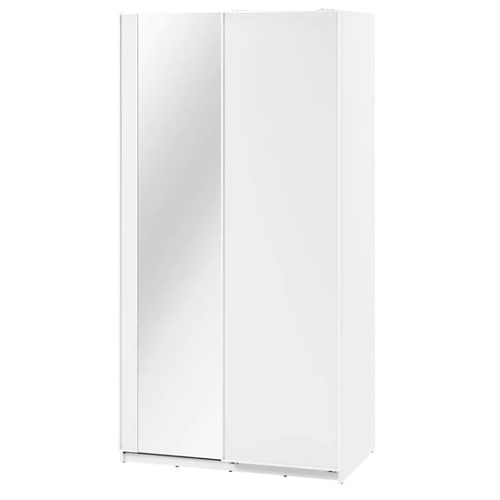 CHOICEWARDROBE Madrid 120cm white gloss sliding wardrobe with one mirrored door.