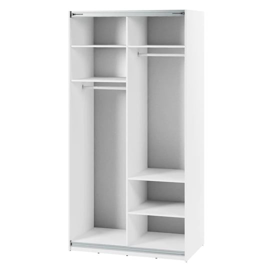 CHOICEWARDROBE 120cm sliding wardrobe in white with mirror panel and visible shelves.