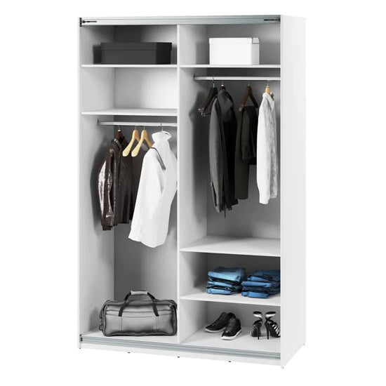 CHOICEWARDROBE Madrid 150cm white gloss sliding door wardrobe with mirror