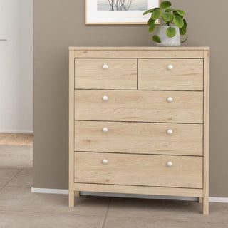 The CHOICEWARDROBE Malibu 3 Piece Bedroom Furniture Set includes a modern oak-effect 4 drawer chest with silver handles, paired with a 2 door wardrobe and bedside table—ideal for stylish bedroom storage.