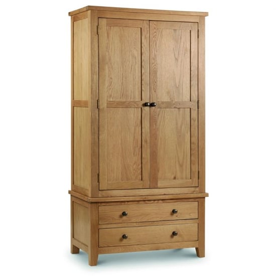 Solid oak 2-door wardrobe with drawers - handcrafted wooden design