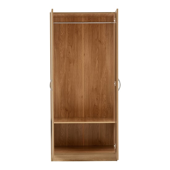 CHOICEWARDROBE 2 door wardrobe in oak effect with hanging rail and lower shelf