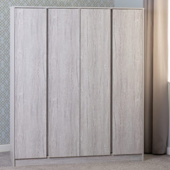 CHOICEWARDROBE McGowan 4 door wardrobe in light grey oak finish