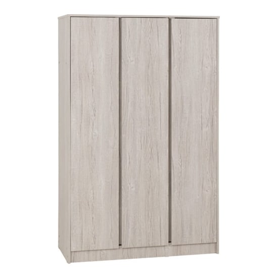 CHOICEWARDROBE McGowan 3-door wardrobe in Urban Snow finish, minimalist design with wood grain