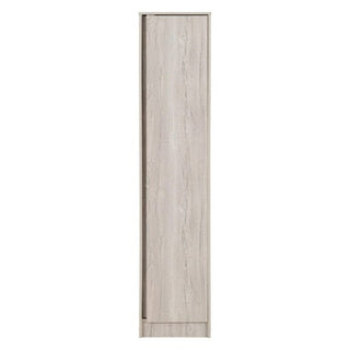 The CHOICEWARDROBE McGowan 40cm Wooden Single Door Wardrobe in Urban Snow Oak finish offers compact hanging storage for bedrooms and hallways, shown front-facing against a white background.