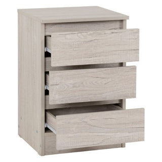 The CHOICEWARDROBE McGowan Bedroom Furniture Set features a modern minimalist 4-drawer chest in an Urban Snow finish, offering smooth surfaces and sleek metal slides as part of a stylish bedroom collection.